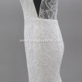 illusion Sleeveless African Mermaid Lace Applique Trumpet Wedding Gowns Sweep Train Bridal Dresses